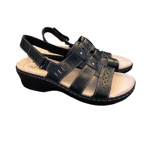 NEW Clarks Lexi Quin Sandals in Black Leather Women’s Size 6.5